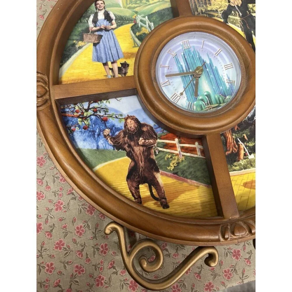 Vintage Bradford Exchange Wizard of Oz Wall Hanging Clock Working Condition